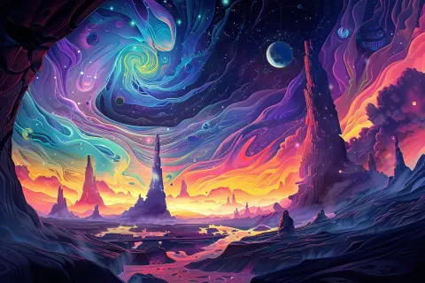 Sci-Fi Crystalline Landscape Abstract