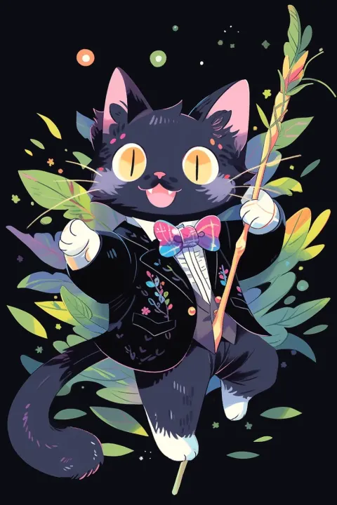 Cat Character Polka Dot Bowtie