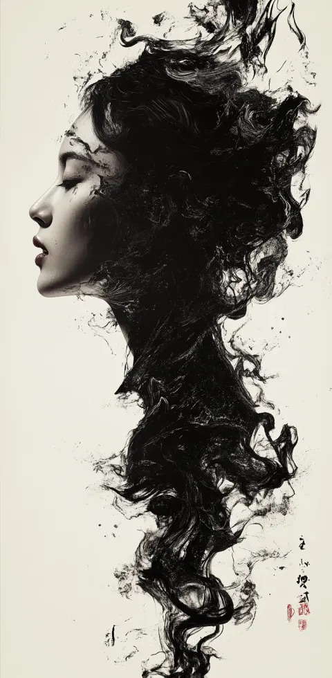 Holographic Portrait Chinese Calligraphy