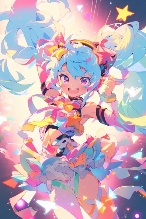 Playful Anime Character Rainbow Magic