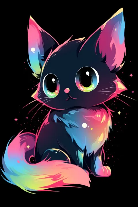 Vector Cat Colorful T Shirt