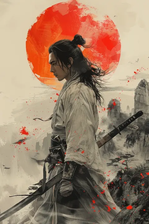 Asian Man Sword Anime Character