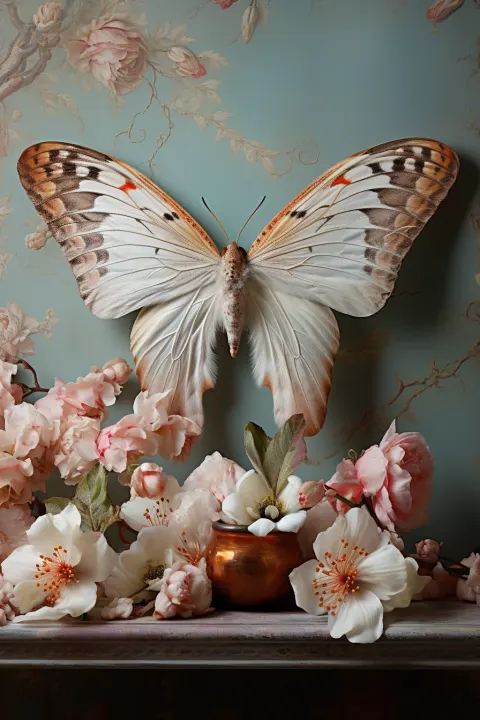 Polyphemus Moth Baroque Wings Tulips