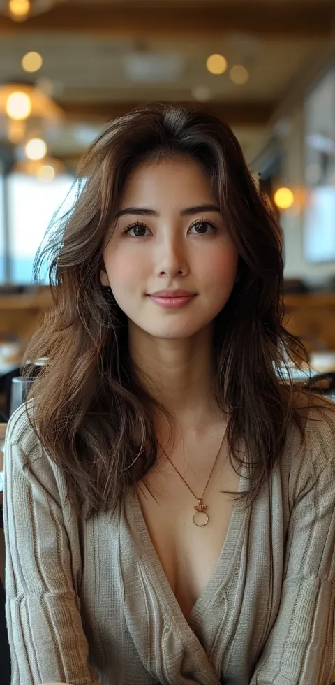 Asian Woman Cafe Selfie Portrait