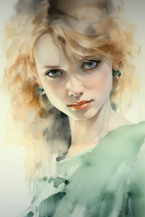 Young Woman Watercolor Portrait