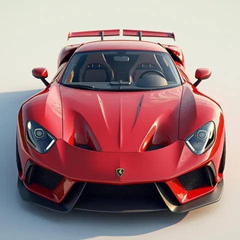 Red Sports Car With Hyper Real Reflections