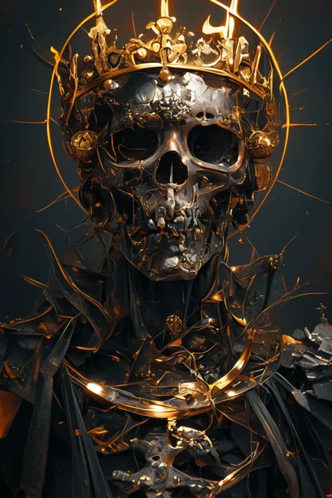 Skull Golden Crown Cyberpunk