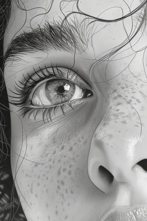 Woman Drawing Intense Close