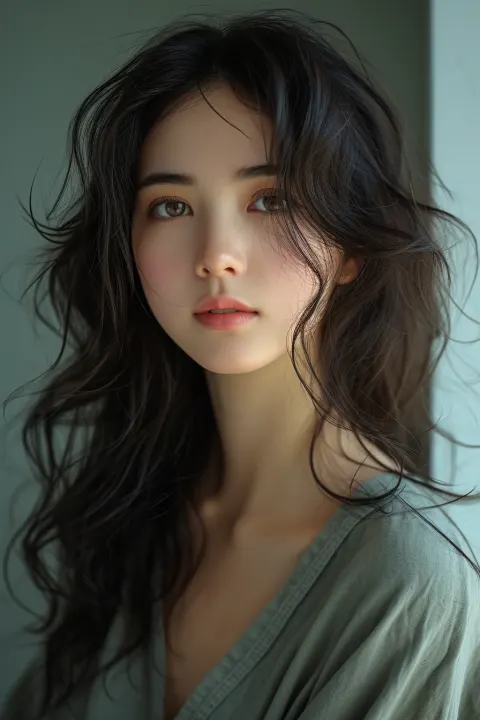 Asian Woman Curled Hair
