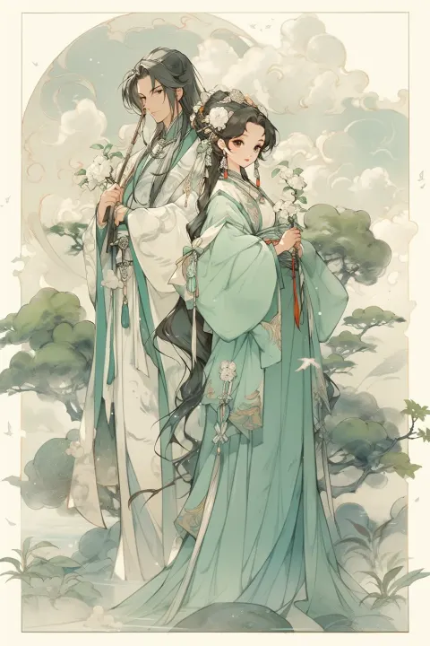 Man Woman Tang Dynasty Mist