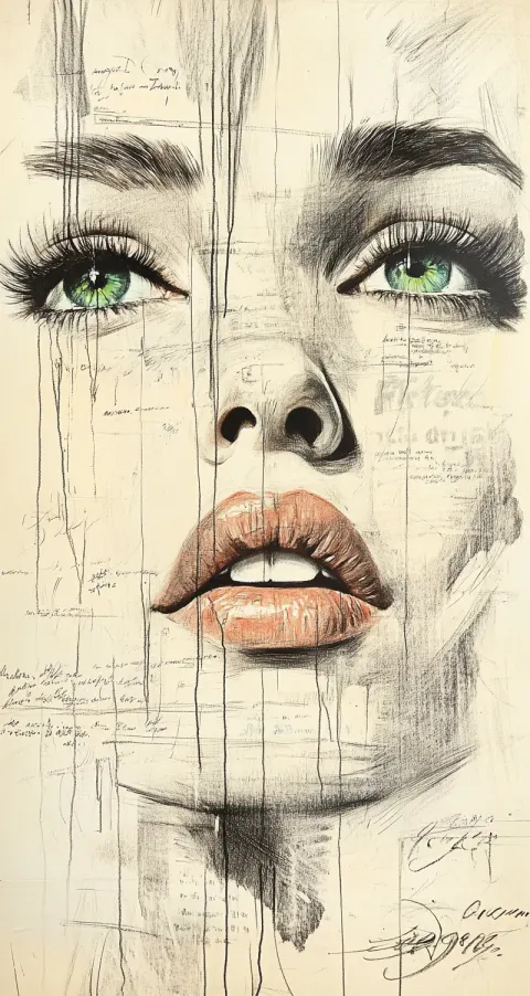 Woman Charcoal Blue Eyes
