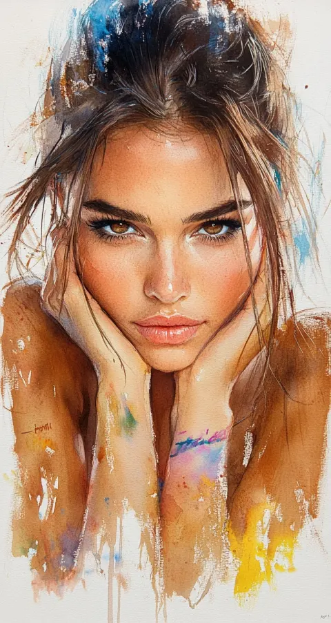 Woman Watercolor Impressionist Painting