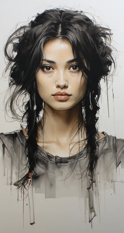 Sketch Stunning Japanese Woman