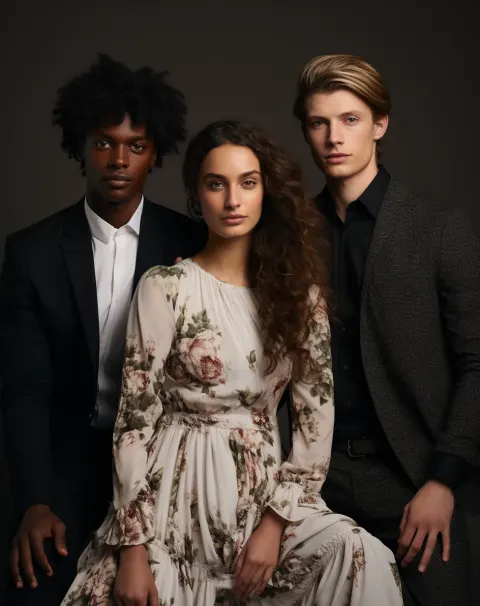 Four European American Models Wearing Modern Luxurious