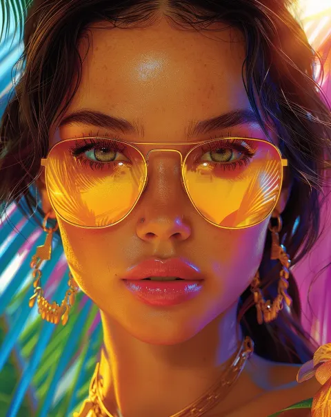 Beautiful Woman Sunglasses Visual Study Art