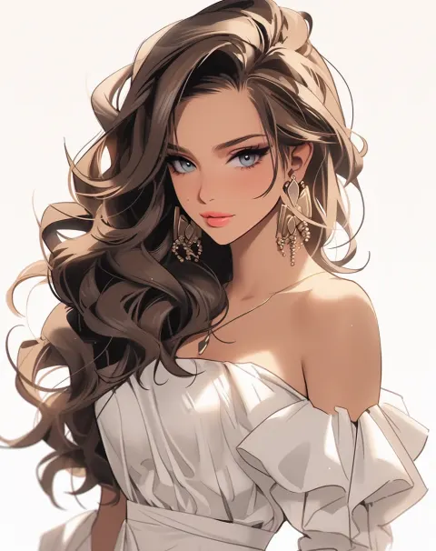 Drawing Beautiful Young Woman White