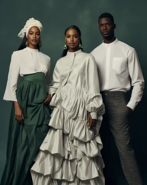 Four African Models Wearing Modern Luxurious Outfits