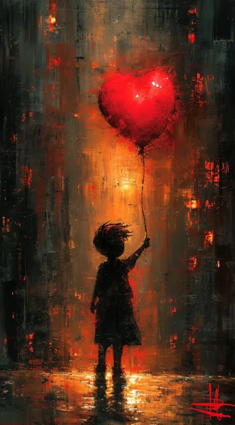 Poster Boy Holding Heart Shaped Balloon