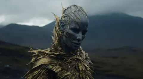 Character Wearing Golden Outfit Facing Away From