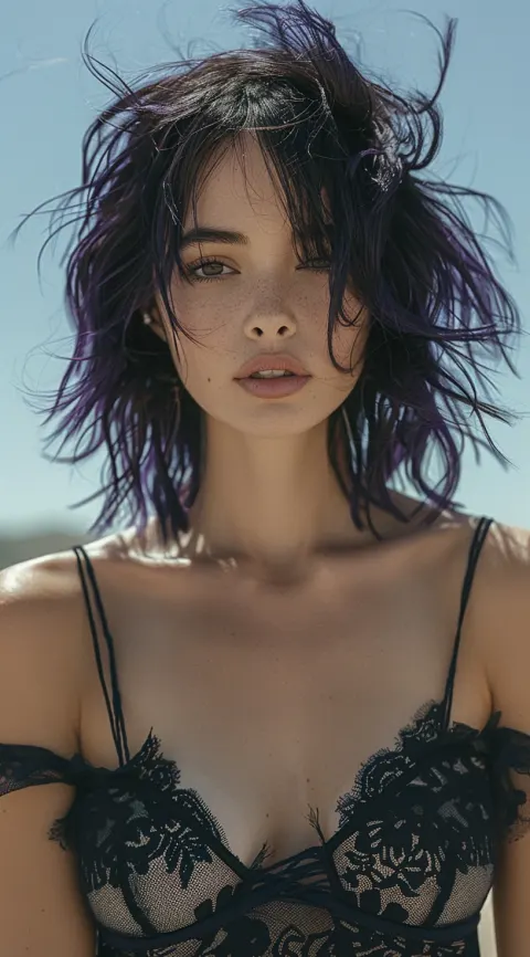 Most Beautiful Woman Purple Hair