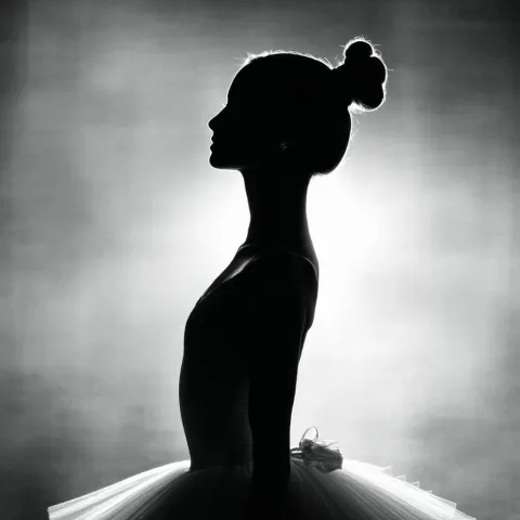 Ballerina in Black and White Side Profile