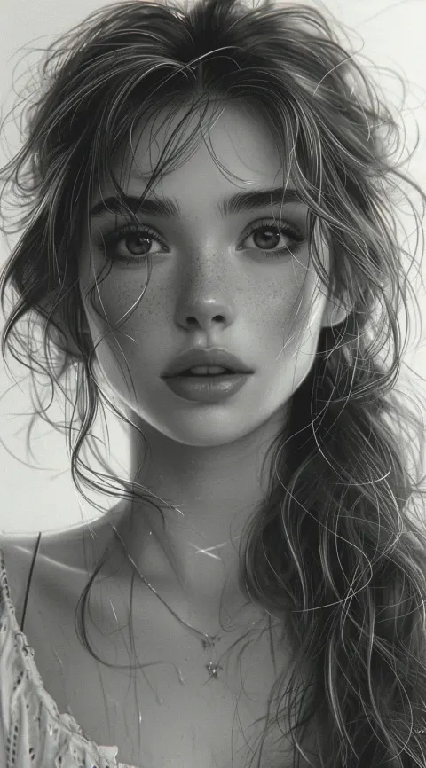 Drawing Girl Long Hair Big Eyes