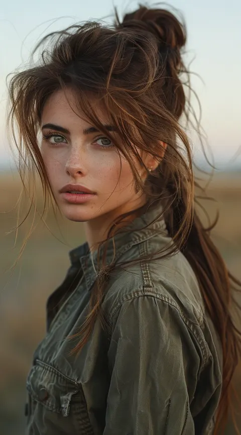 Fashion Magazine Cover Beautiful Woman Long Brown