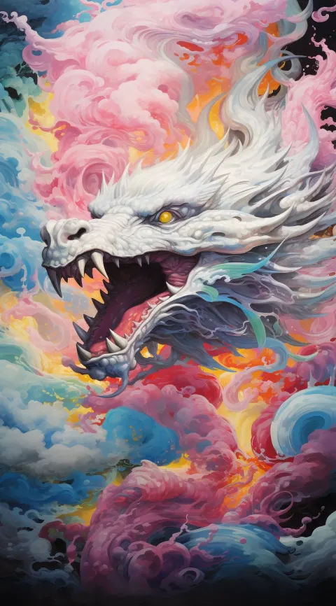 Multicolored Dragon Visual Study Art