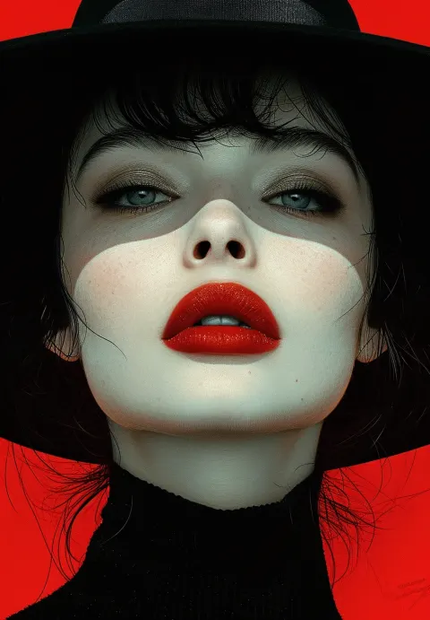 Illustration Woman Black White