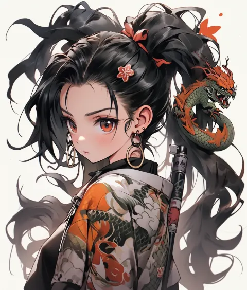 Dark Haired Girl Dressed Asian