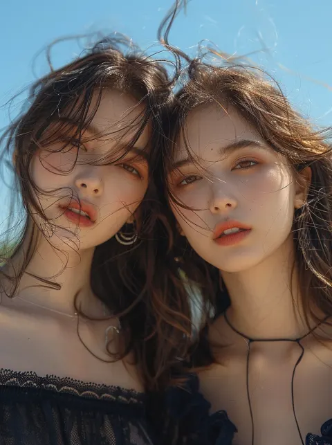 Two Asian Girls Long Hair