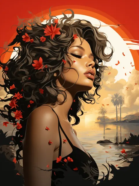 Woman Next Ocean Visual Study Art