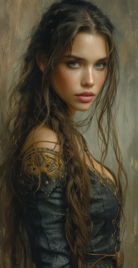 Woman Chainmail Armor Portrait