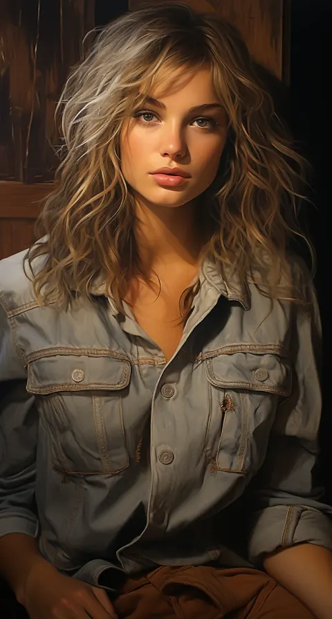 Young Woman Denim Shorts