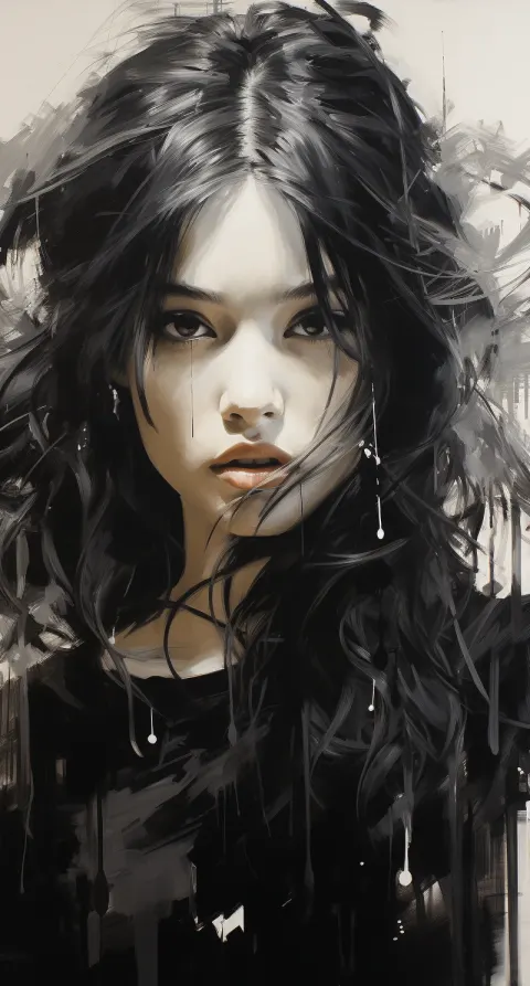 Girl Long Hair Portrait Painting