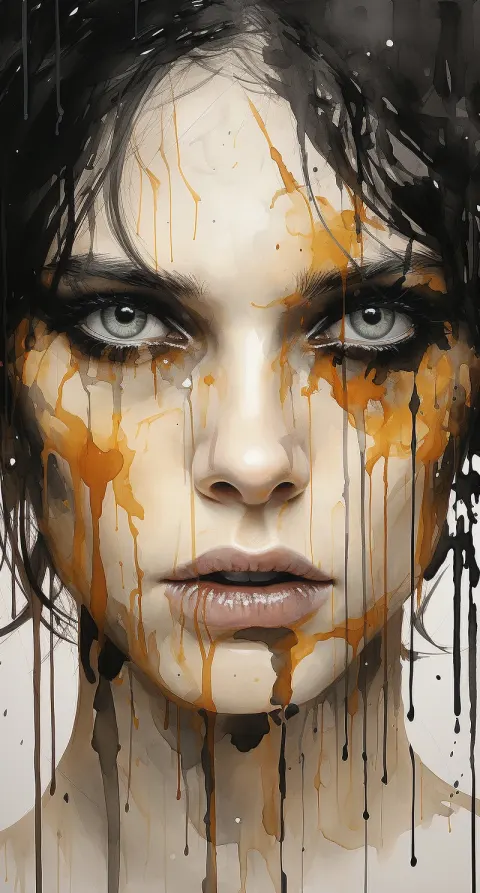 Human Face Watercolor Dripping