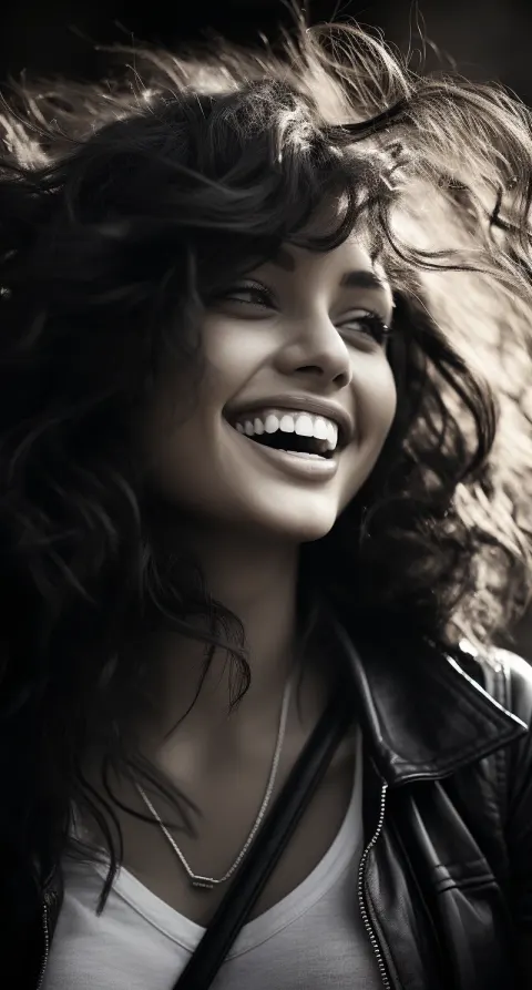 Woman Curly Hair Smiling