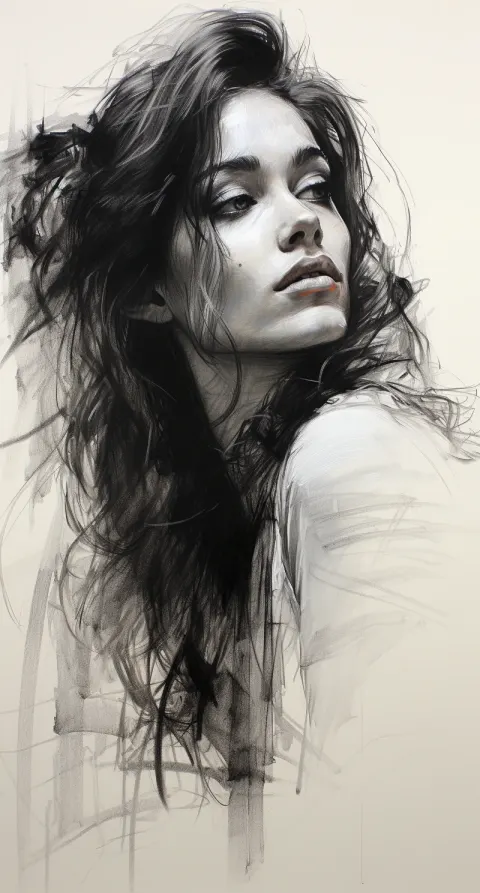 Woman Side Angle Pencil Sketch