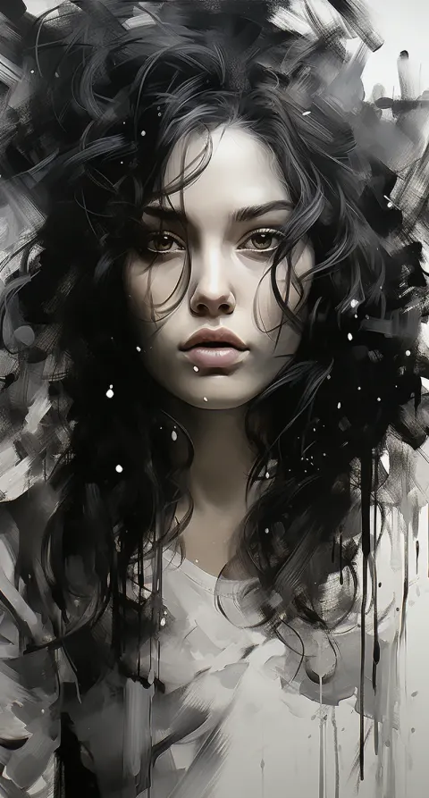 Woman White Splatter Painting