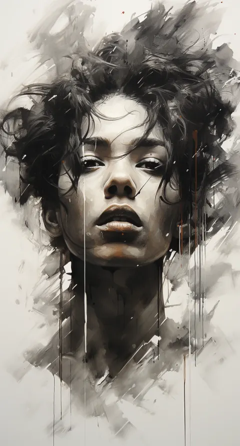 Woman Hair in Air Drawing