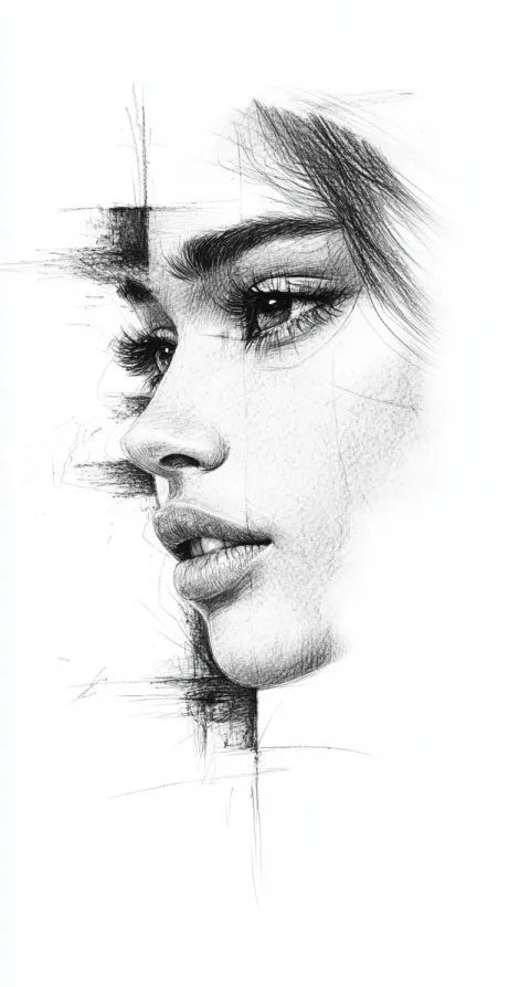 Gorgeous Woman Face Pencil Sketch