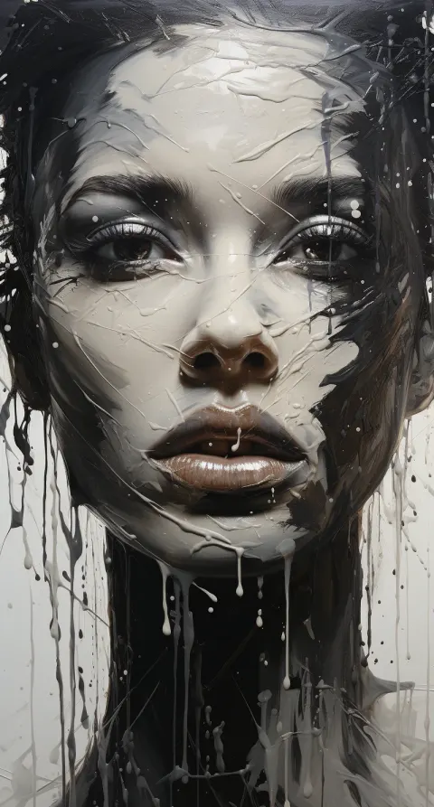 Woman Portrait Black White Painting