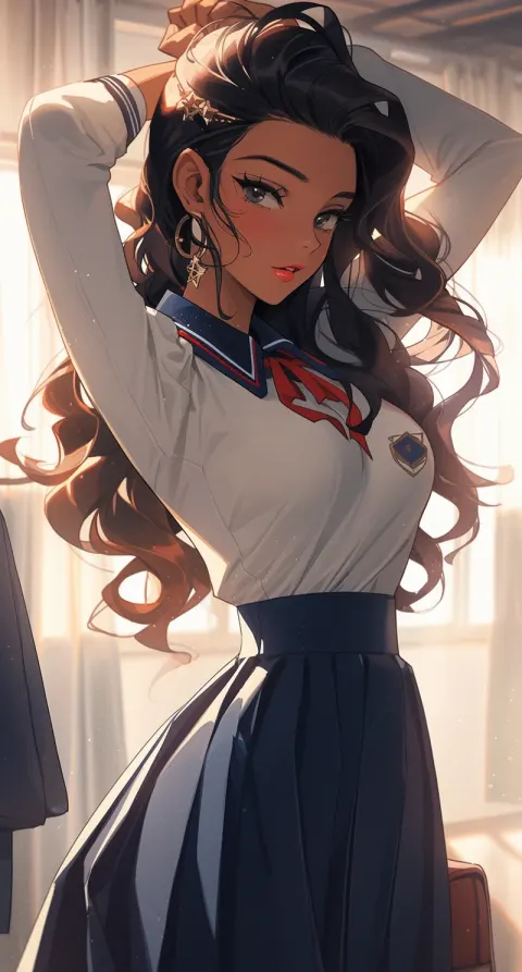 Cartoon Girl School Uniform