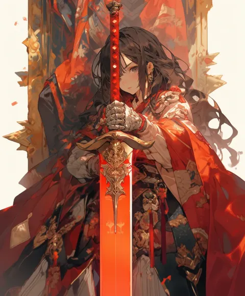 Cute Girl Holding Sword