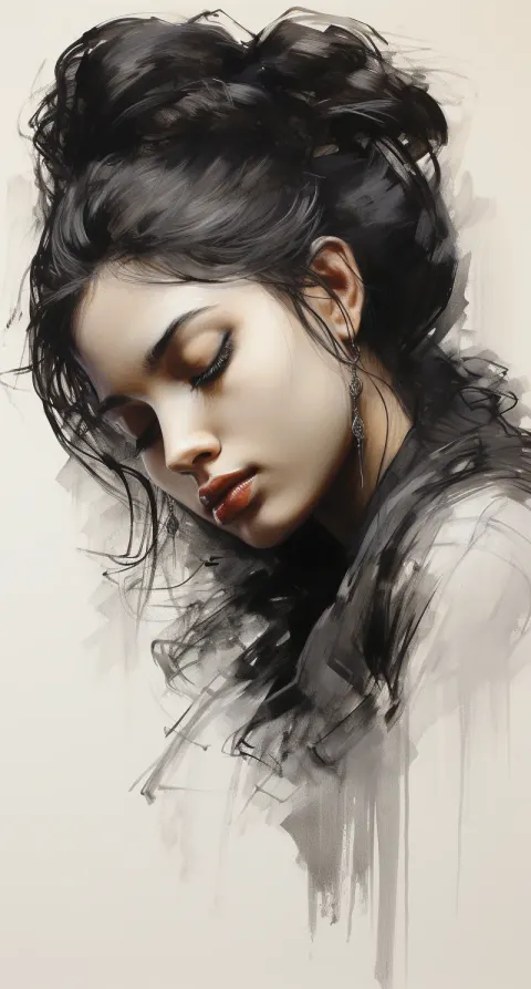 Geisha Pencil Sketch Portrait