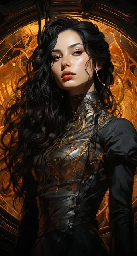 Woman Long Black Hair Portrait