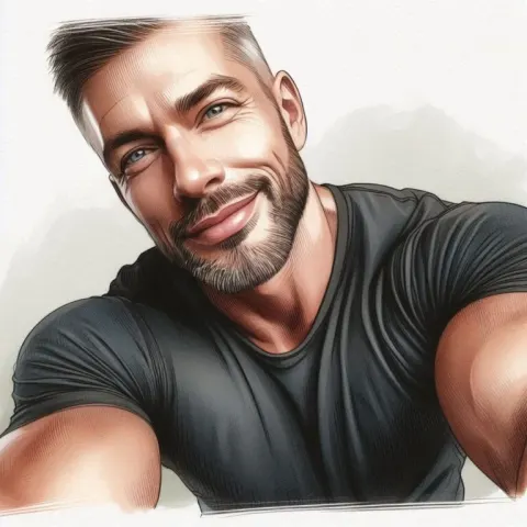 Hyperrealistic Portrait of Muscular Older Man