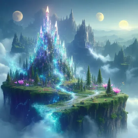 Crystal Spired Earth Beneath Twin Moons