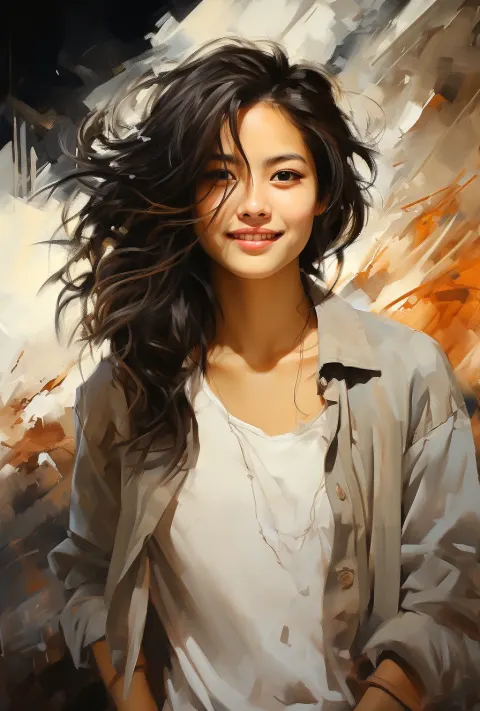 Asian Woman Smiling Camera