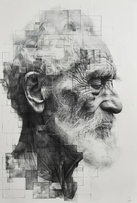 Elderly Man Beard Head Shoulders